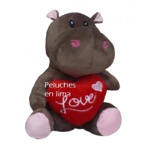 Peluche Hipopótamo corazon love
