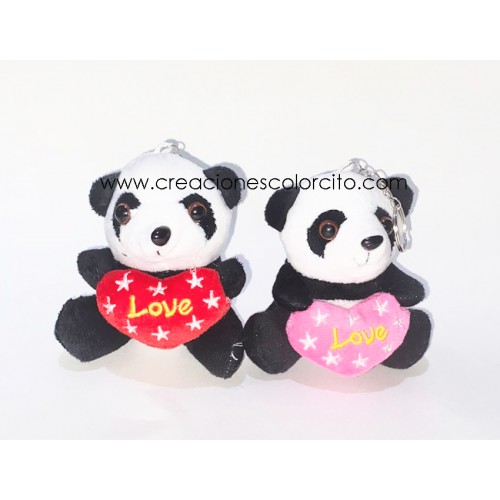 Llavero peluche oso panda corazón (love)