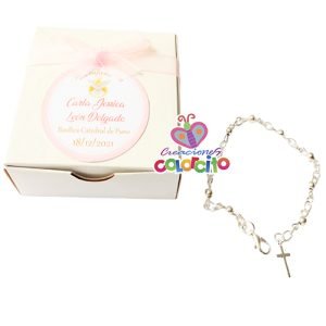 Primera Comunión - pulsera cuentas metal dije cruz