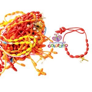 Primera Comunión - pulsera hilo denario dije cruz dorado