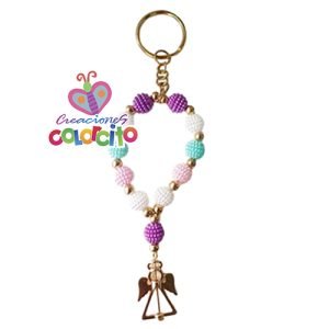 Bautizo - Llavero denario acrílico color dije ángel