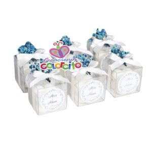 Bodas - velas blancas con flor azul
