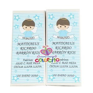 Bautizo - Set de cubierto en caja personalizada celeste