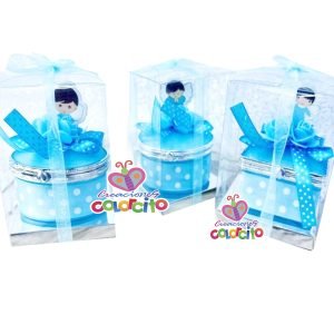 Bautizo - Cofres de vidrio pavonado con diseño celeste