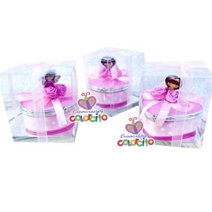 Bautizo - Cofres de vidrio pavonado con diseño rosado