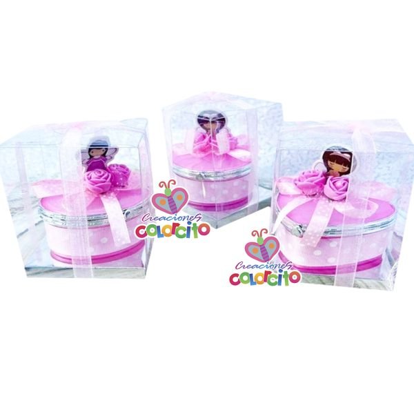 Bautizo - Cofres de vidrio pavonado con diseño rosado