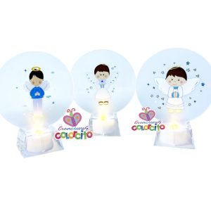 Bautizo - Vela led circular pavonado diseño niño variados