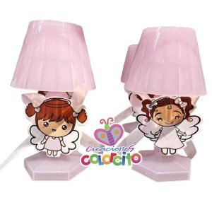 Bautizo - Lamparita rosada con dije ángel