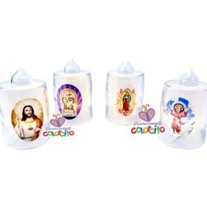 Misa de Honras - Vela led cirio diseño adhesivo santos variados