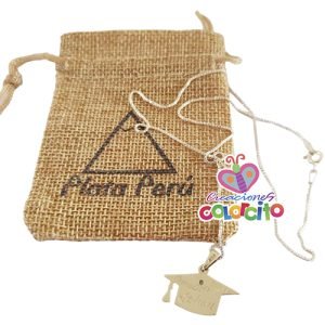 Graduación -  Cadena y dije birrete Plata 950 grabado