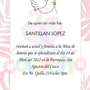 Misa – Tarjeta Invitacion de Misa de Honras #000045