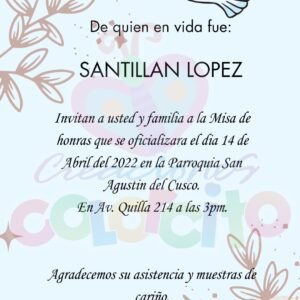 Misa – Tarjeta Invitacion de Misa de Honras #000046