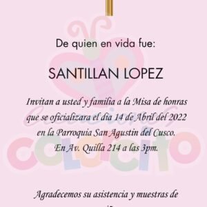 Misa – Tarjeta Invitacion de Misa de Honras #000048