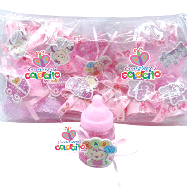 Baby shower -  Biberon diseño variados dije rosado #003