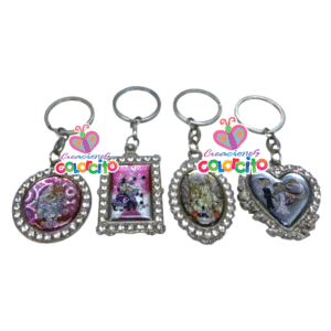 Bodas – Llavero medallón novios color piedras strass