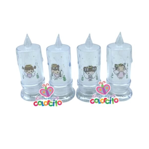 Bautizo - Velas led luz calida imagenes angelitas