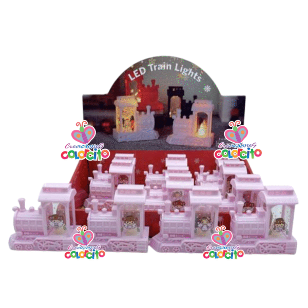 Bautizo - Lampara led tren rosado