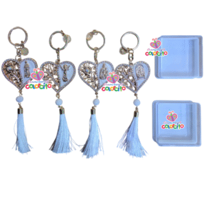 Misa de honras - Llavero dorado blanco corazon diseño religioso variados