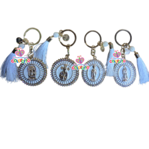 Misa de honras - Llavero dorado con blanco piedras diseño religioso varios