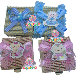 Baby Shower - Mini cofre rustico con diseños variados