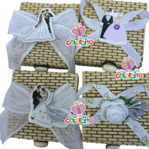 Bodas - Mini cofre rustico con diseños variados