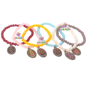 Primera Comunión - Pulsera murano dijes de Guadalupe caricatura Colores
