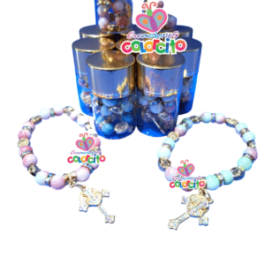 Primera Comunión - Pulsera acrílica en botella con tapa dorada