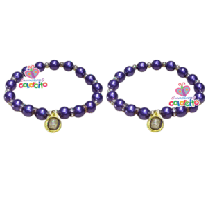 Primera Comunión - Pulsera perlas morado dije señor de los milagros