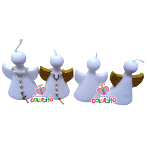 Bautizo - Vela en forma de angelito blanco y con dorado