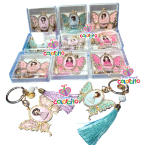 Quince años - Llavero mariposa dorada diseños variados