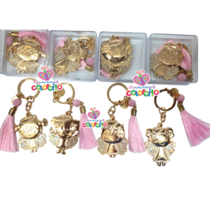 Bautizo - Llavero silueta dorada diseños angelitas