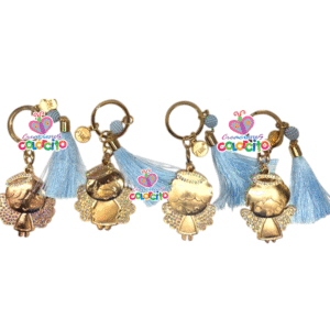 Bautizo - Llavero silueta dorada diseños angelitos