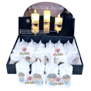 Bautizo - Velas led diseño angelitos variados mediano