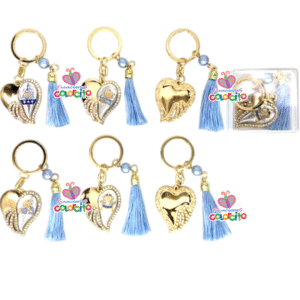 Baby Shower – Llaveros en forma de corazón diseños varios celeste