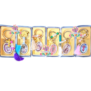 Misa de honras - Llavero medallón santos variados borla de color