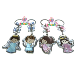 Bautizo - Llavero silueta con perlas colores