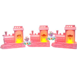 Bautizo - Lamparita led trencito rosa diseño adhesivo angelitas