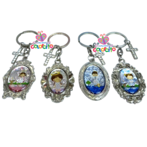 Bautizo - Llavero medallón con dije cruz