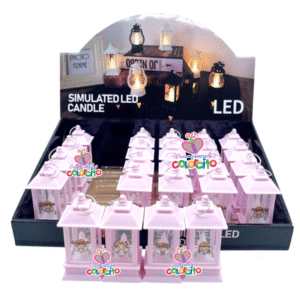 Bautizo - Lámpara rectangular rosado diseño angelitas
