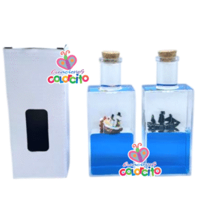 Misa de honras - Botella cuadrado dentro con barcos diseños