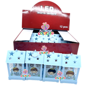 Bautizo - Lámpara casita celeste estrellas diseño angelitos