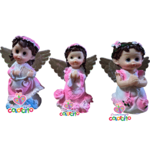 Bautizo - Angelito poli resina luz led rosada