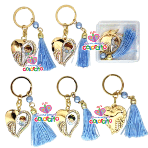 Bautizo – Llaveros en forma de corazón diseños varios celeste