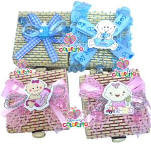 Baby shower - Cofres de madera tejida diseños y colores