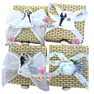 Bodas - Cofres de madera tejida diseños de novios variados