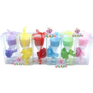 Quinceañera - Vela de colores en copa con flor